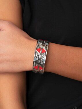Paparazzi Jewelry Accessories - Hidden Glyphs - Red Bracelet - Vintage